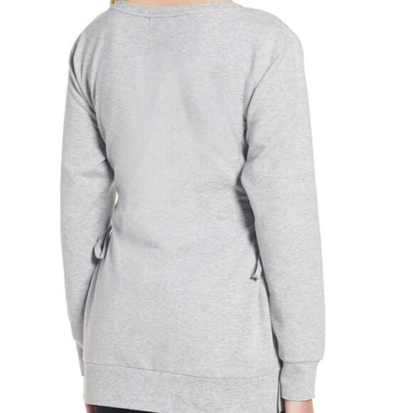 TROUVE Gray Corset Sweater Lace Up Side Crewneck Sweatshirt - Picture 4 of 12